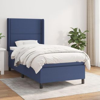 vidaXL Vidaxl - Cama Box Spring Con Colch&oacute;n Tela Azul 100x200 Cm