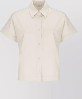 PESERICO cotton shirt tailored collar short sleeves pocket