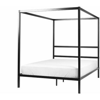 Beliani Beliani - Letto matrimoniale a baldacchino con doghe e struttura in metallo nero 140 x 200 cm Lestards