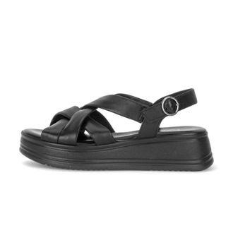 Gabor Schoenen, Dames, Zwart, 40 1/2 EU, Leer, Sandale met plateauzool