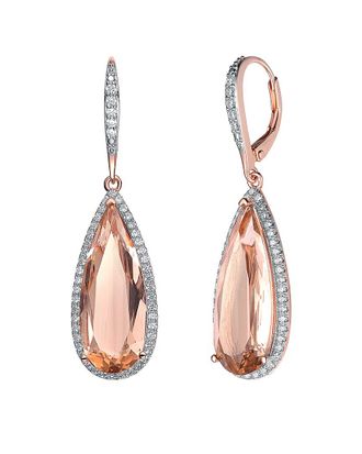 Genevive Silver Cz Pear Pop Of Color Drop Earring