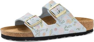 Birkenstock Arizona Flower Print - Suede Womens Dress Sandals Baby Blue Flower Print : EU 36 (US Womens 5-5.5) Narrow