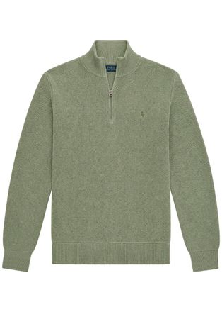 Polo Ralph Lauren Half-zip Waffle-knit Cotton Jumper - Green - XL