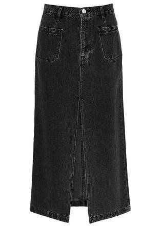 Frame Denim Le Bardot Denim Midi Skirt - Black - 24 (W24 / UK 4 / Xxs)