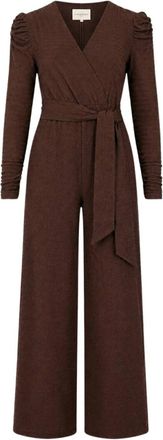 Freebird by Steven Joria Gestructureerde Jumpsuit - Dames - Jumpsuits & Playsuits - Bruin - Maat: S Poliester