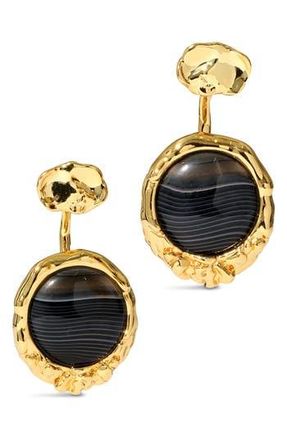 Alexis Bittar Brut Banded Agate Coin Front/Back Earrings in Black/Gold at Nordstrom Rack