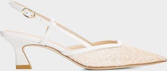 Stuart Weitzman Vinnie 50MM Floral Lace Slingback Pumps