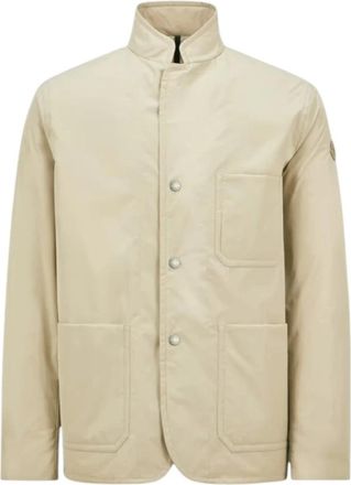 Moncler Lichtbeige Down Shirt Jacket - Heren - Zomerjassen - Beige - 2XL - Polyester - Jassen