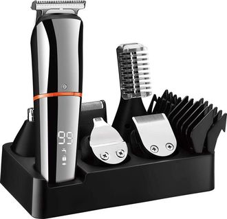 OEM 1 Kit De Toilettage 6 En 1, Tondeuse Barbe Cheveux Corps, Lames Titane &Eacute;tanche Usb, &Eacute;cran Led Voyage Homme