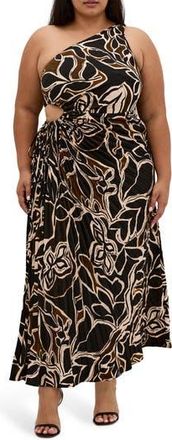 City Chic Alice One-Shoulder Maxi Dress in Winter Foliage at Nordstrom Rack, Size Xxl/24W