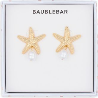 BaubleBar O-Fish-Ally a Star Faux Pearl Drop Statement Earrings in Gold at Nordstrom Rack