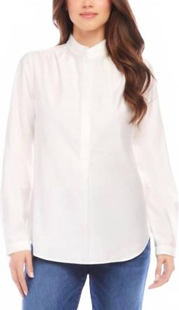Karen Kane Long Sleeve Placket Top In Glass