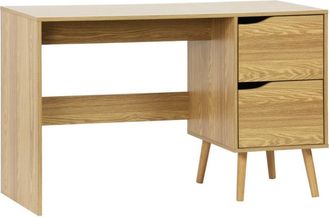 Sweeek Escritorio efecto nogal de 2 cajones, efecto fresno