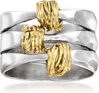 Ross-Simons Two-Tone Sterling Silver Wrapped Station Ring