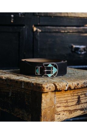 Fortela Kansas Belt with Turquoises Buckle in Brown at Nordstrom, Size 100