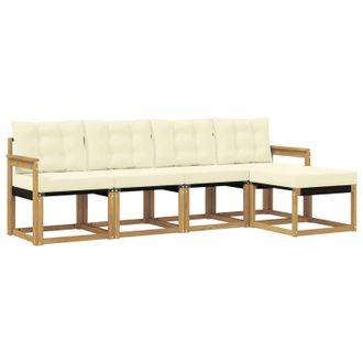 vidaXL Conjunto De Sof&aacute;s De Exterior Con Coj&iacute;n 5 Pcs Blanco Y Crema Vidaxl