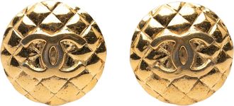 Chanel Tweedehands Cc Gequilted Gouden Vergulde Ronde Oorclips