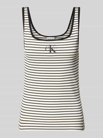 Calvin Klein Jeans Tr&auml;gertop in Ripp-Optik mit Logo in Black, Gr&ouml;&szlig;e XL