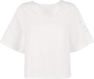 Max Mara Targa Top - Dames - T-shirts - Wit - M - Katoen - Tops