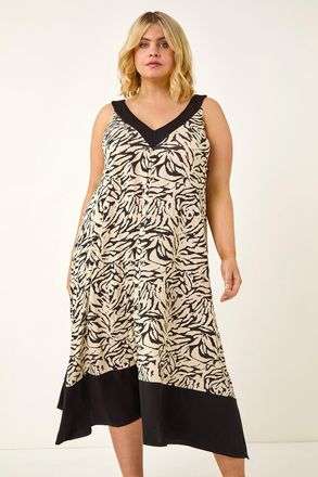 Roman Animal Print V-Neck Midi Dress