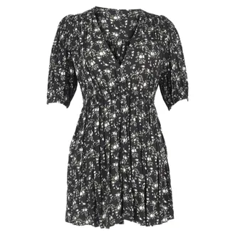 Ganni Ganni Printed Crepe Mini Dress in Green Viscose