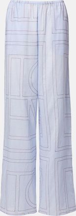 Toteme Embroidered cotton-blend poplin pajama pants