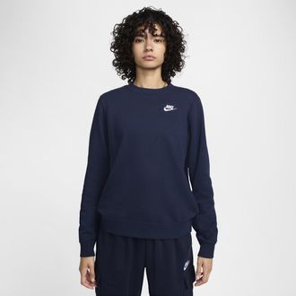 Nike Womens Nike Sportswear Club Fleece Crew-Neck Sweatshirt in Blue | DQ5473-451