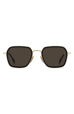 David Beckham 53mm Square Sunglasses in Gold Black/Grey at Nordstrom