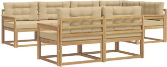 vidaXL Conjunto De Sof&aacute;s De Exterior 6 Uds. Y Beige Poli&eacute;ster Vidaxl