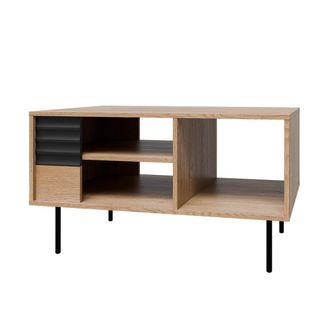 Petits Meubles Mesa de centro paneles laminados madera y negro