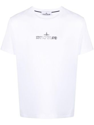 Stone Island logo-print cotton T-shirt - White
