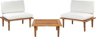 Beliani Beliani - Conjunto De Jard&iacute;n 2 Plazas De Madera De Acacia Certificada Con Cojines Color Blanco Crema Frascati