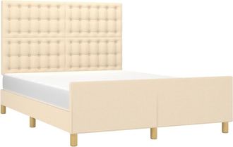 vidaXL Cama Sin Colch&oacute;n Tela Color Crema 140x200 Cm Vidaxl