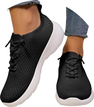 Generic Womens Casual Running Shoes Knit Wedge Lace Up Sneaker Fashion Mesh Breathable Non Slip Lightweight Walking Shoes Women Wide Width Sports Workout Hiki