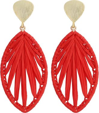 Panacea Rattan Marquise Drop Earrings in Red at Nordstrom