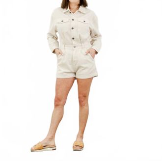 Saltwater Luxe Denim Short Coverall In Cream