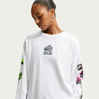 Nike Womens Nike Sportswear Classic Oversized Long-Sleeve T-Shirt in White | IM6381-100