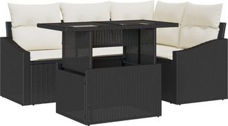 vidaXL Vidaxl - Garden Sofa Set with Pillow 5 pcs Black, Cream 100 x 55 x 73 cm