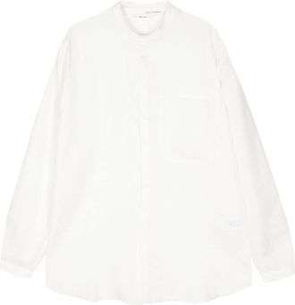 Isabel Benenato band-collar linen shirt - men - Linen/Flax - 50 - White
