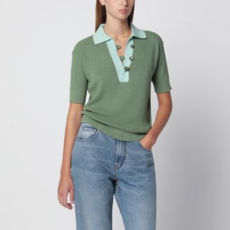 J.W.Anderson Mint green cotton-blend waffle-knit polo shirt