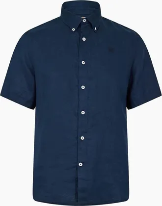 Timberland Mens Mill Brook Collared Button Down Short Sleeve Shirt - Navy - Size: 38/Regular