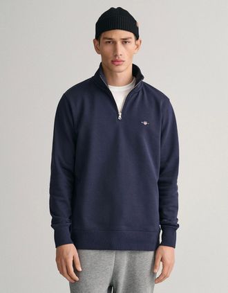 GANT Mens GANT Mens Regular Fit Shield Logo Half Zip Sweatshirt NOS - 433 Evening Blue - Navy - Size: 42