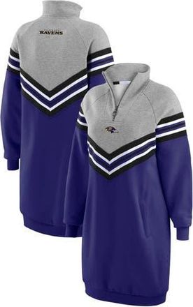 WEAR by Erin Andrews Womens WEAR by Erin Andrews Purple/Heather Gray Baltimore Ravens Chevron Stripe Dress at Nordstrom, Size X-Small