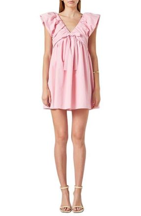 endless rose Bow Detail Minidress in Pink/Pink at Nordstrom, Size X-Small