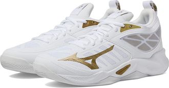 Mizuno Wave Dimension Womens Shoes White/Gold : 10.5 B - Medium, Synthetic/Textile