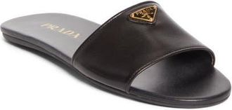 Prada Logo Slide Sandal in Black at Nordstrom, Size 10.5Us