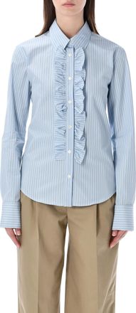 Ami Fitted Striped Cotton Poplin Shirt