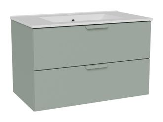 Vente-Unique Mueble de ba&ntilde;o suspendido con lavabo encastrado - Verde salvia - A80 cm - AVORELI