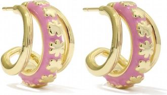 Kendra Scott Womens Jane Huggie Earrings In Gold/dark Pink Enamel