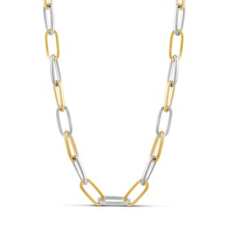 SHYMI Two-Tone 7mm Oval Paperclip Necklace